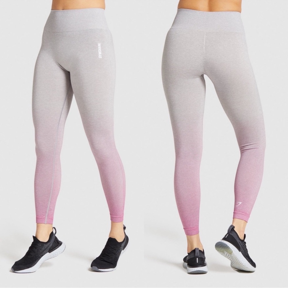 Gymshark Women's Grey Marl/Shell Pink Adapt Ombre Seamless‎ Leggings Size Small